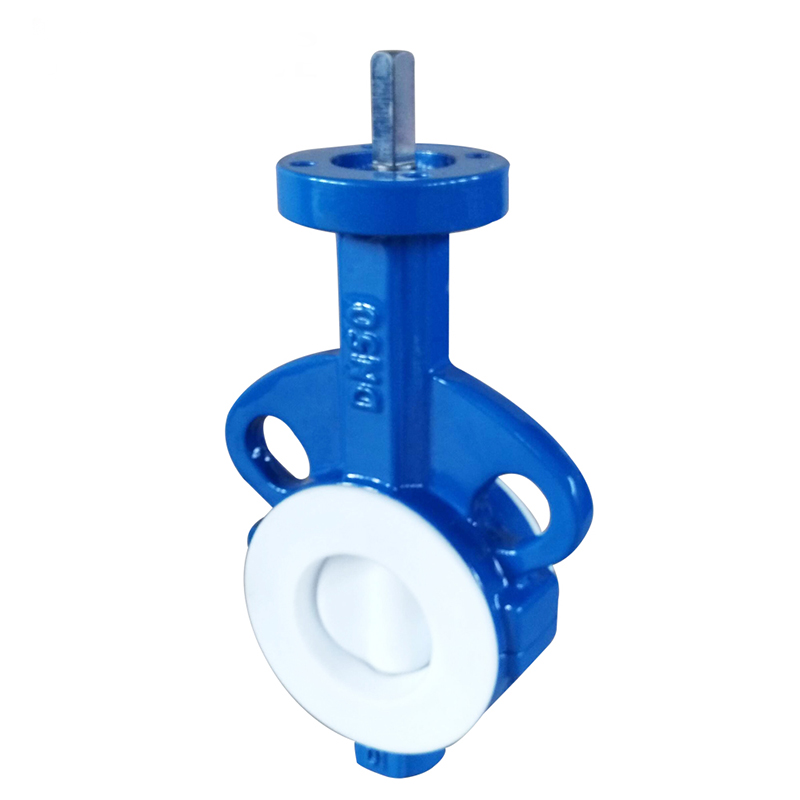 WORLDS wafer type PTFE lined cast iron industrial butterfly valve for sale