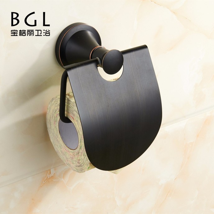Bathroom fitting products metal simple style brass black toilet paper holder