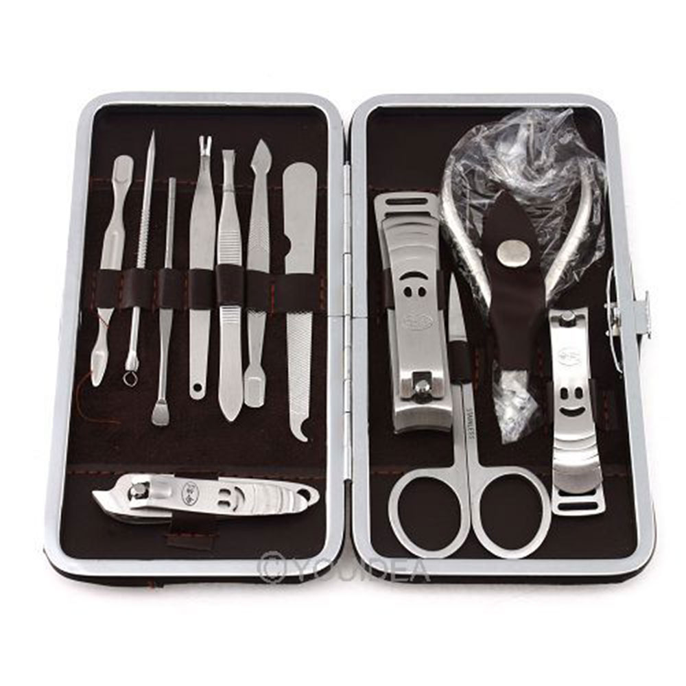 Hot Selling 12pcs Nail Care Tool Kit Scissor Stainless Steel Metal Pedicure Pocket Nail Manicure Set for sale