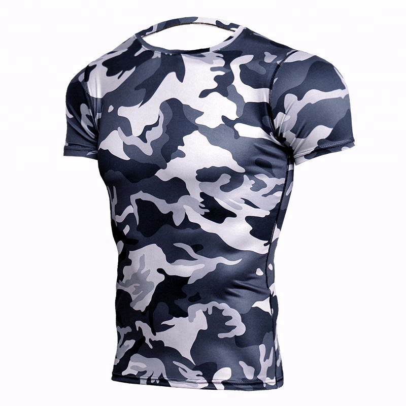 manufacture wholesale cheap custom made dry fit breathable compression camo rash guard for sale