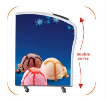 138L To 750L Commercial Open Chest Showcase Ice Cream Freezer With LED Box Advertising Board