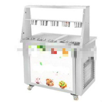2017 Popular Hot Selling Double Pans Fry Ice Cream roll Machine with 10 Barrels