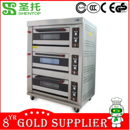 HOT SALE Shentop STPL-R36 3 deck 6 trays commercial bakery oven gas 3 deck bakery oven