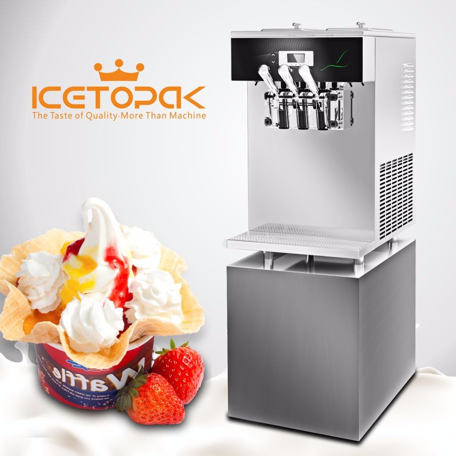Table top soft ice cream machine with three flavor