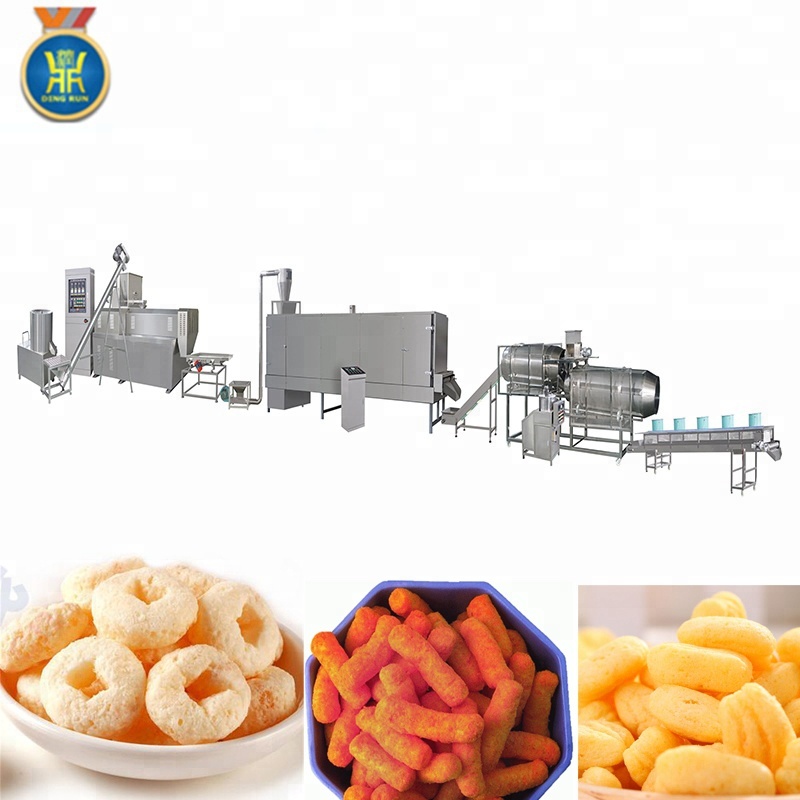 puffs cheese snacks processing extruder machine