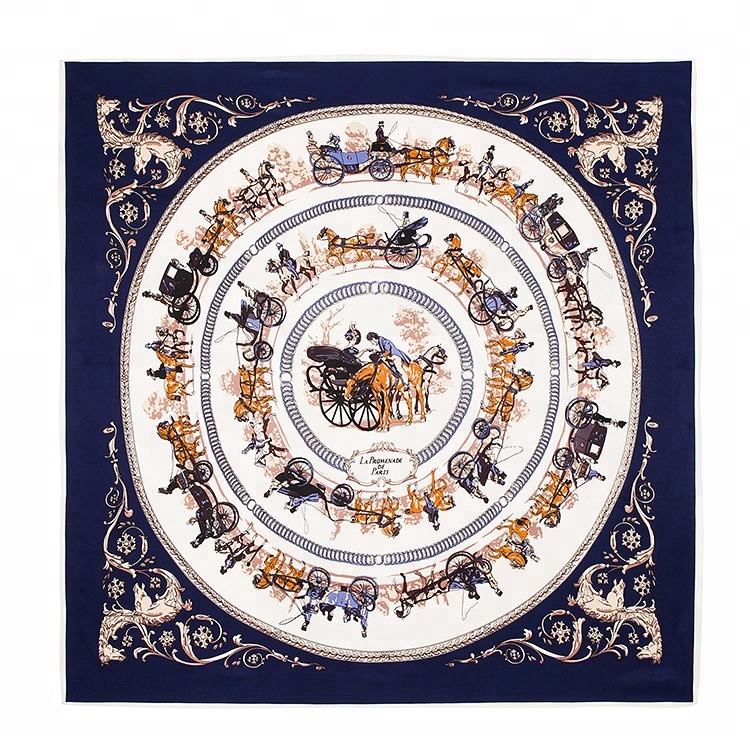 Fashion royal carriage travel map print headscarf Square bandana for women