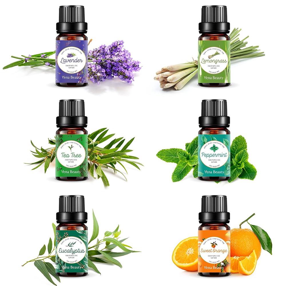 Floral Set of 6 Premium Grade Fragrance Oils - Lavender,Eucalyptus, Peppermint,Bergamot, Lemongrass,Tea Tree - 10ml-826219 for sale