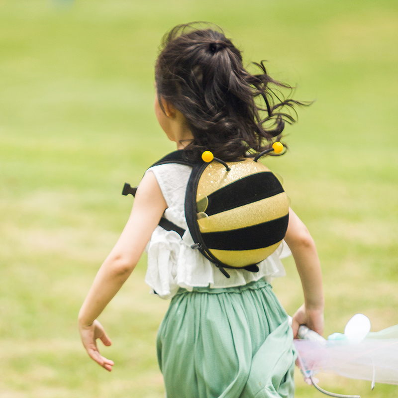 SUPERCUTE Mini EVA Glitter PU and Safety Harness Toddler Kids Backpack Honey Bee Shaped fpr sale