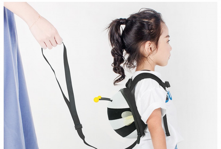 SUPERCUTE Mini EVA Glitter PU and Safety Harness Toddler Kids Backpack Honey Bee Shaped fpr sale