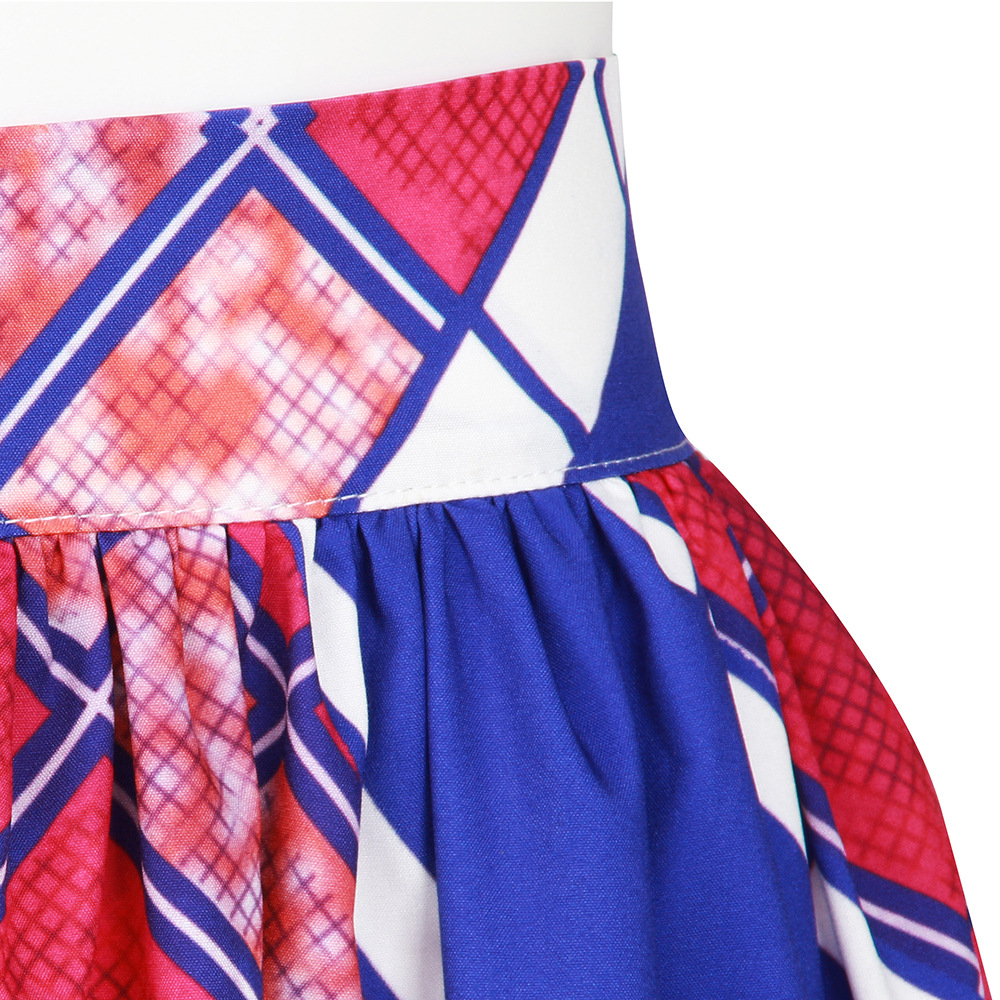 Digital printing plaid high waisted african kitenge pleated maxi long skirt for women for sale