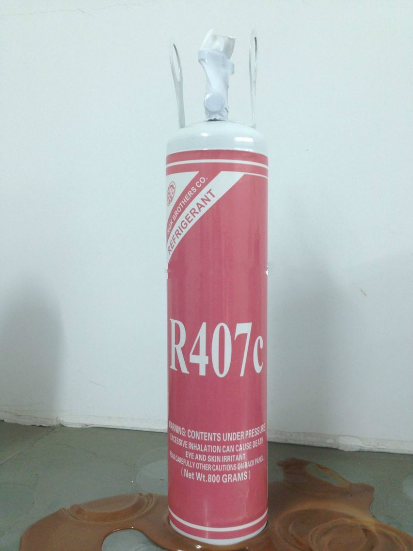Cheap refrigerant R407c Price for small reusable can N.W 800g RB R407c refrigerant gas for sale