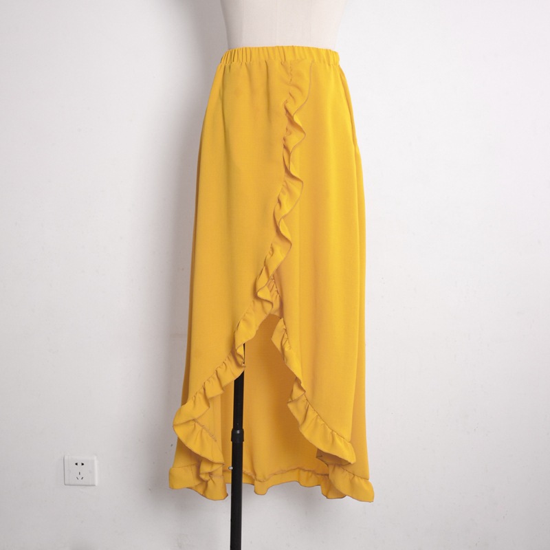 Latest fashion summer dress pure color chiffon material sexy women skirts for sale