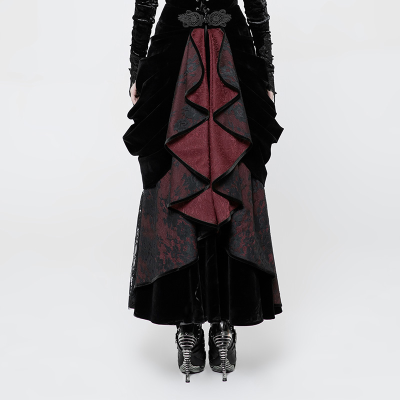 WQ-364 PUNK RAVE Gothic Palace Gorgeous girls sexy long half pleated skirt for sale