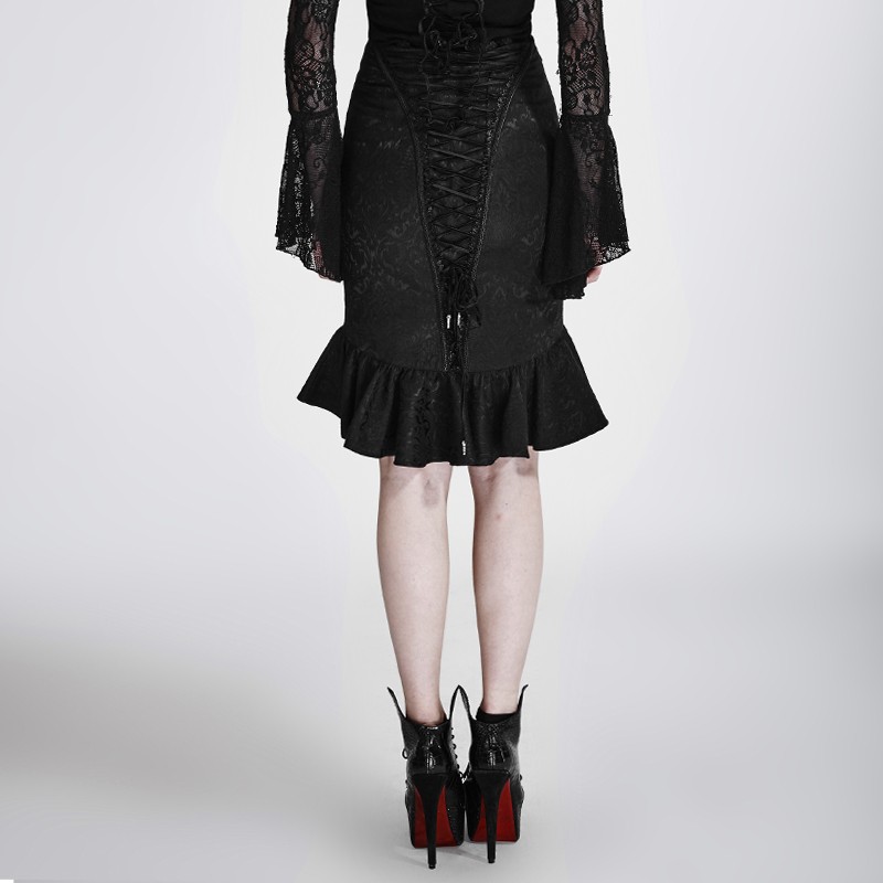 Q-303 PUNK RAVE Gothic Vintage Palace Fishtail Skirt knee Length high pencil skirt for sale