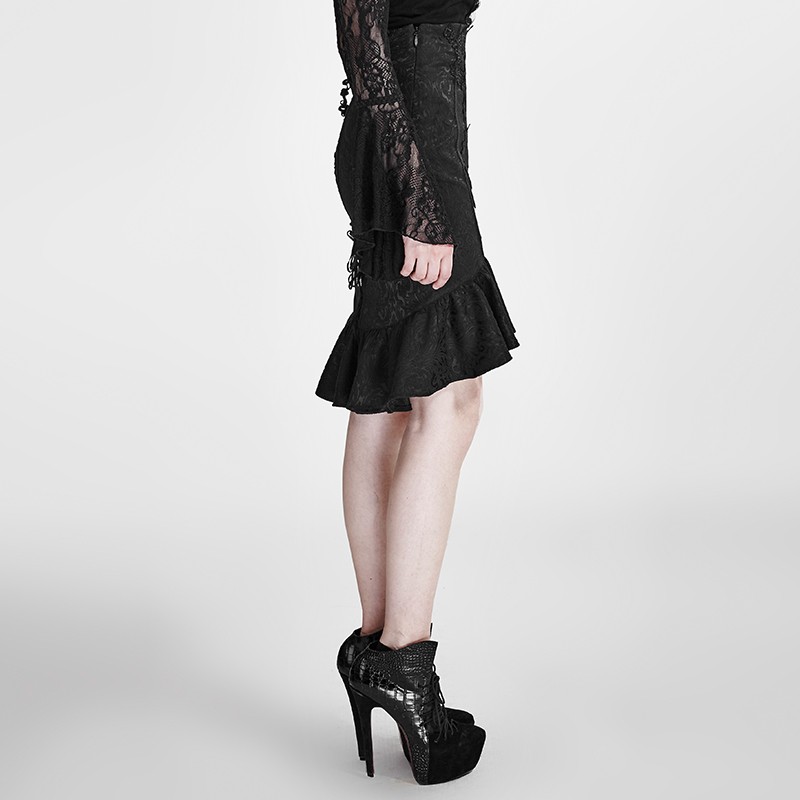 Q-303 PUNK RAVE Gothic Vintage Palace Fishtail Skirt knee Length high pencil skirt for sale