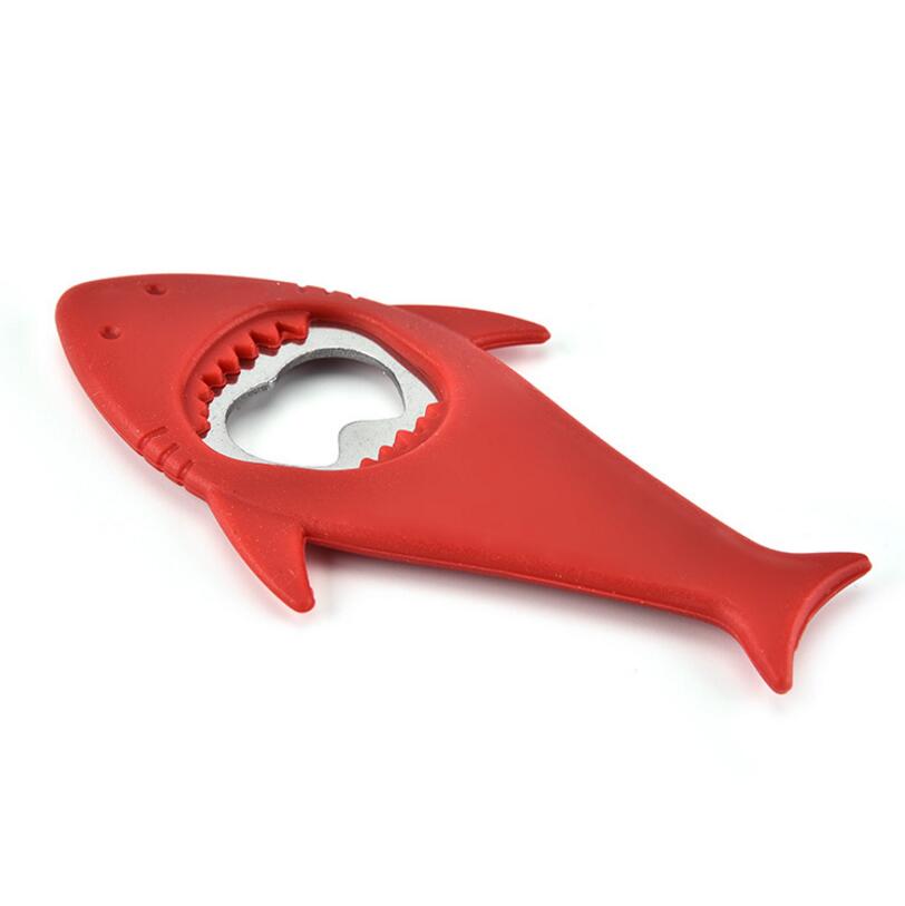 Manual Stainless steel Plastic TPR handle Shark Cartoon shape Bottle Opener for sale