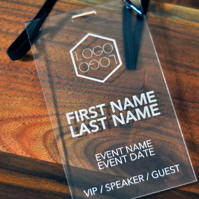 Luxury Customized Clear Acrylic Name Tag Holder Employee Card sale