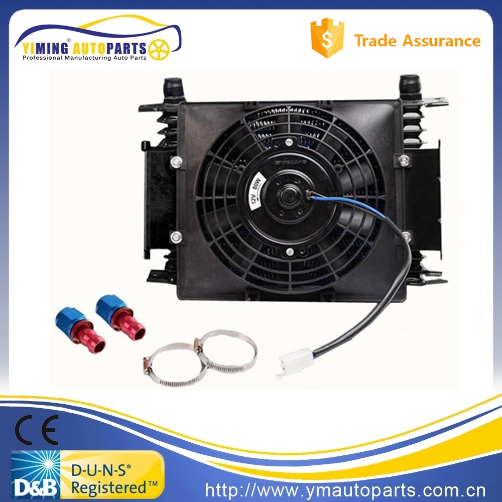 15 Row AN10 Transmission Engine Oil Cooler + 7 12V Fan +AN10 Fittings 02EGK1703BBK for sale