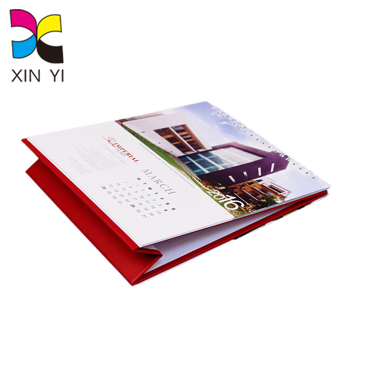 Custom logo cheap colour printing good laminated standing desk calendar for office for sale