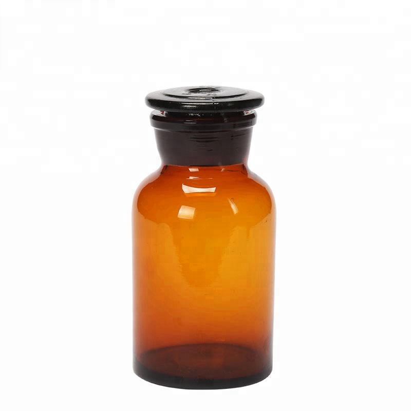 Lab 250ml Narrow Mouth Amber Glass Reagent Bottle for sale