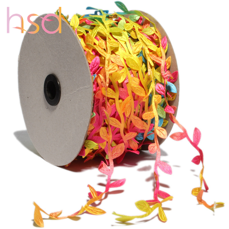 HSD rainbow colorful leaf ribbon Ultrasonic embossed ribbon for sale
