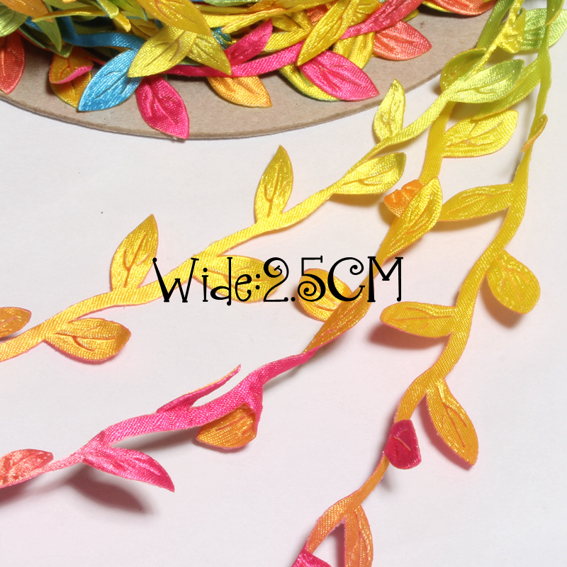 HSD rainbow colorful leaf ribbon Ultrasonic embossed ribbon for sale