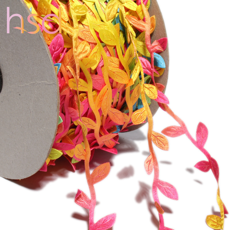 HSD rainbow colorful leaf ribbon Ultrasonic embossed ribbon for sale
