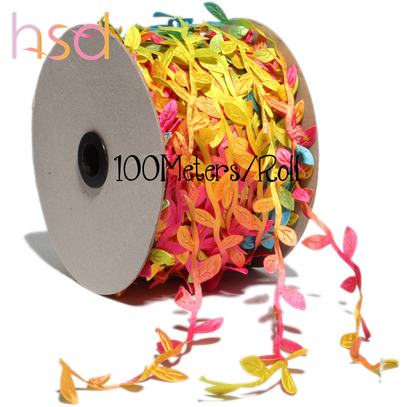HSD rainbow colorful leaf ribbon Ultrasonic embossed ribbon for sale