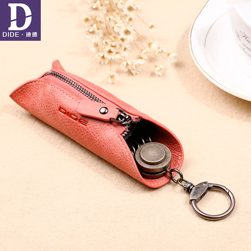 DIDE Waterproof Cowhide Car Key Case Key Chain Wallet Leather Key Holde for sale