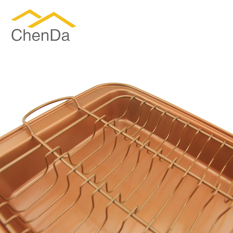 Meatball Baker Set Nonstick Roast Pan Bakeware Set with Rack for sale