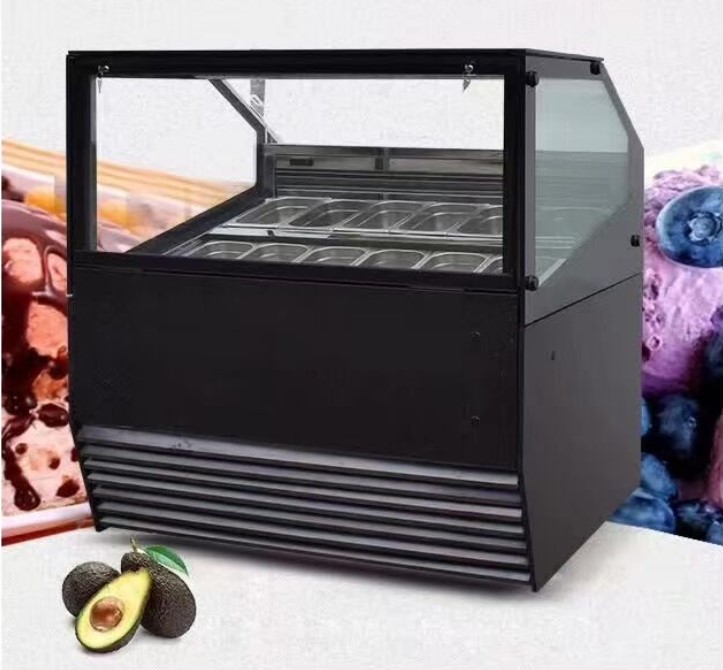 European design Gelato showcase ice cream display freezer