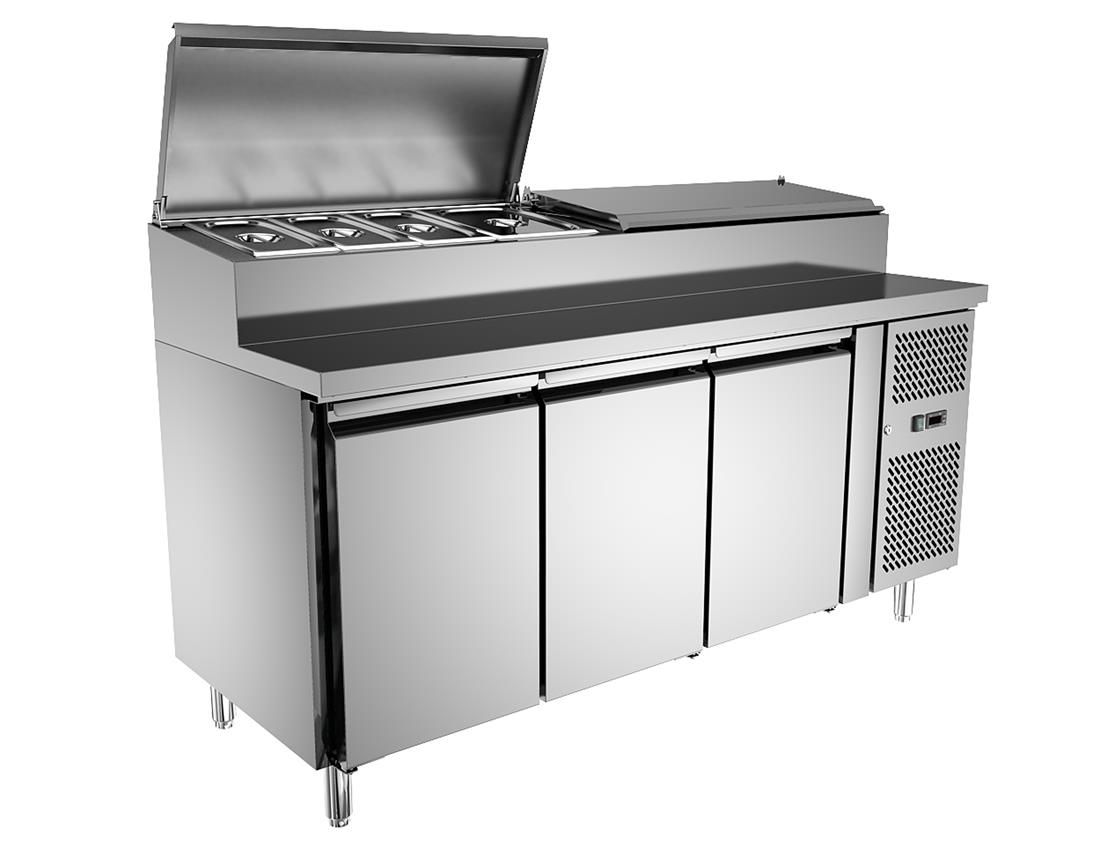 Commercial stainless steel Pizza prep working table refrigerator