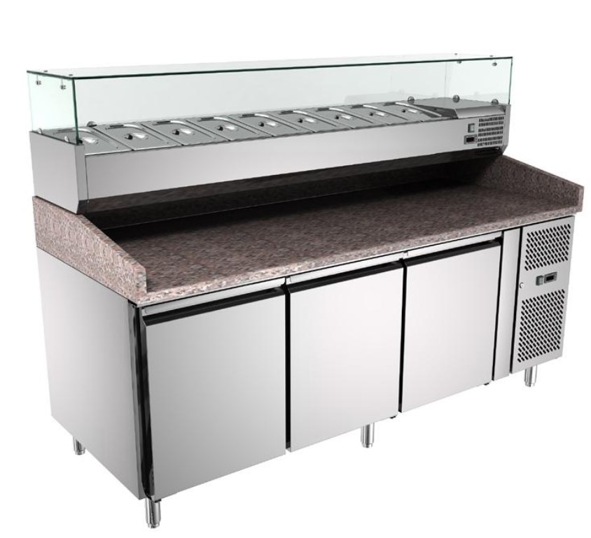 Commercial stainless steel Pizza prep working table refrigerator