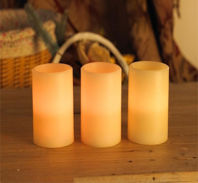3pcs/Set Ivory Led Candles Battery Operated Real Wax Flickering Flame LED Candle Christmas Home Decoration Set With 2 Key Remote