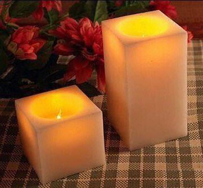 Square Ivory Led Candles/Paraffin Wax Led Candle Light Set Small Medium Big Assorted For Birthay Wedding
