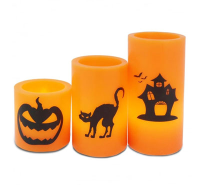 Real Wax Holiday Decor Yellow Flickering Led Candle/Halloween Led Candle With Printing
