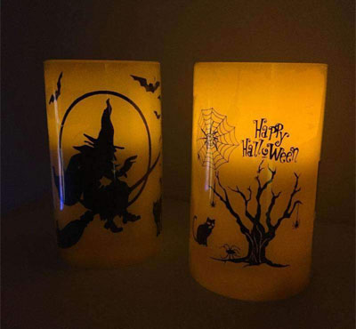 Real Wax Holiday Decor Yellow Flickering Led Candle/Halloween Led Candle With Printing