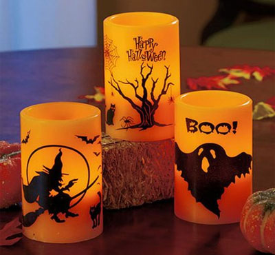 Real Wax Holiday Decor Yellow Flickering Led Candle/Halloween Led Candle With Printing