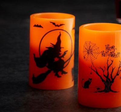 Real Wax Holiday Decor Yellow Flickering Led Candle/Halloween Led Candle With Printing