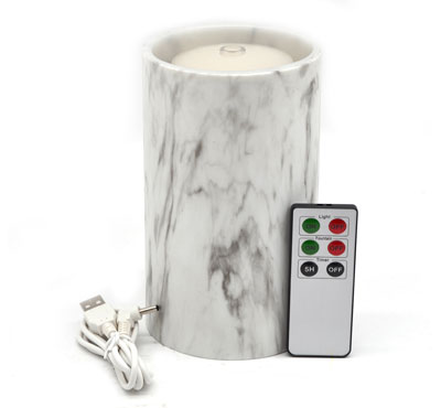 Rechargeable Flameless Candle Fountain With Plastic Imitation Marble