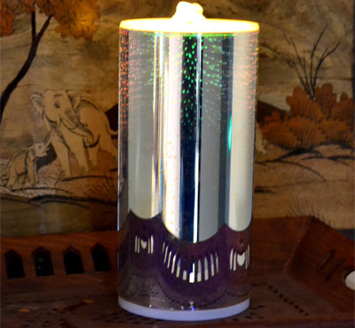 3D Glass Fireworks Flameless Candle Fountain With Lithium Battery