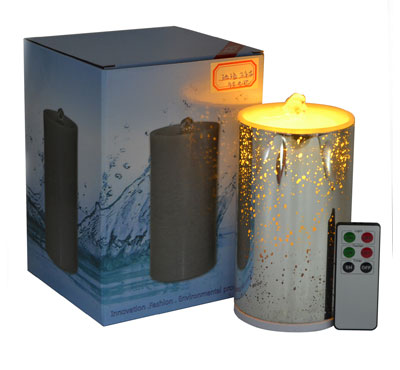 3D Glass Spot Flameless Candle Fountain With Lithium Battery