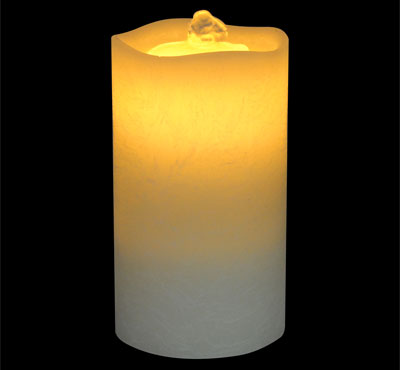 Rechargeable Wave Top Flameless LED Candle Fountain With 3D Battery