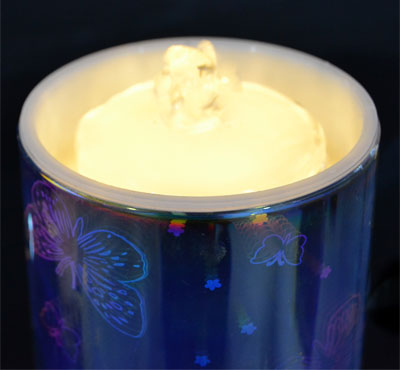 Rechargeable 3D Glass Butterfly Flameless LED Candle Fountain With 3D Battery