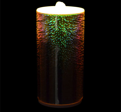 Rechargeable 3D Glass Fireworks Flameless Candle Fountain With 3D Battery