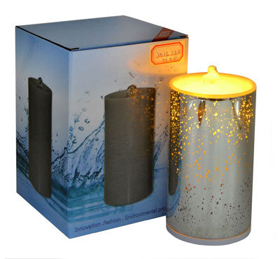 Rechargeable 3D Glass Spot Flameless Candle Fountain With 3D Battery