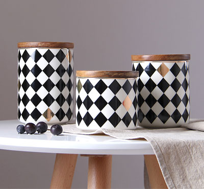 Wholesale Diamond Pattern Ceramic Jar Candles