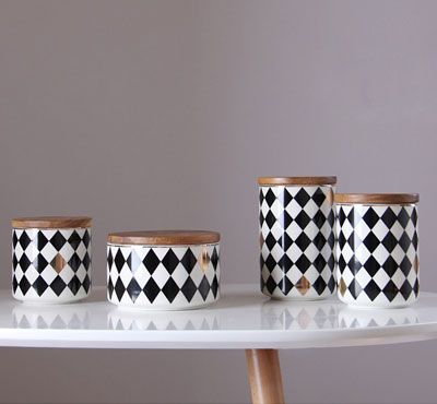 Wholesale Diamond Pattern Ceramic Jar Candles