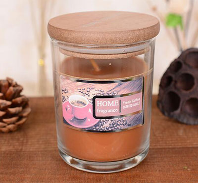 SPA Flameless Scented Soy Wax Candles In Glass Jars With Wood Cover