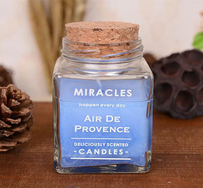 New Simple Style Scented Square Glass Jar Candles With Wood Cover
